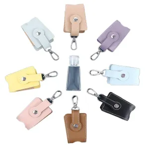 Vctitil 8 Pieces Mini Travel Refillable Empty Bottles Portable Flip Top PU Leather Travel Bottles Cosmetics Bottles Hand Sanitizer Bottles Handbag Keychain
