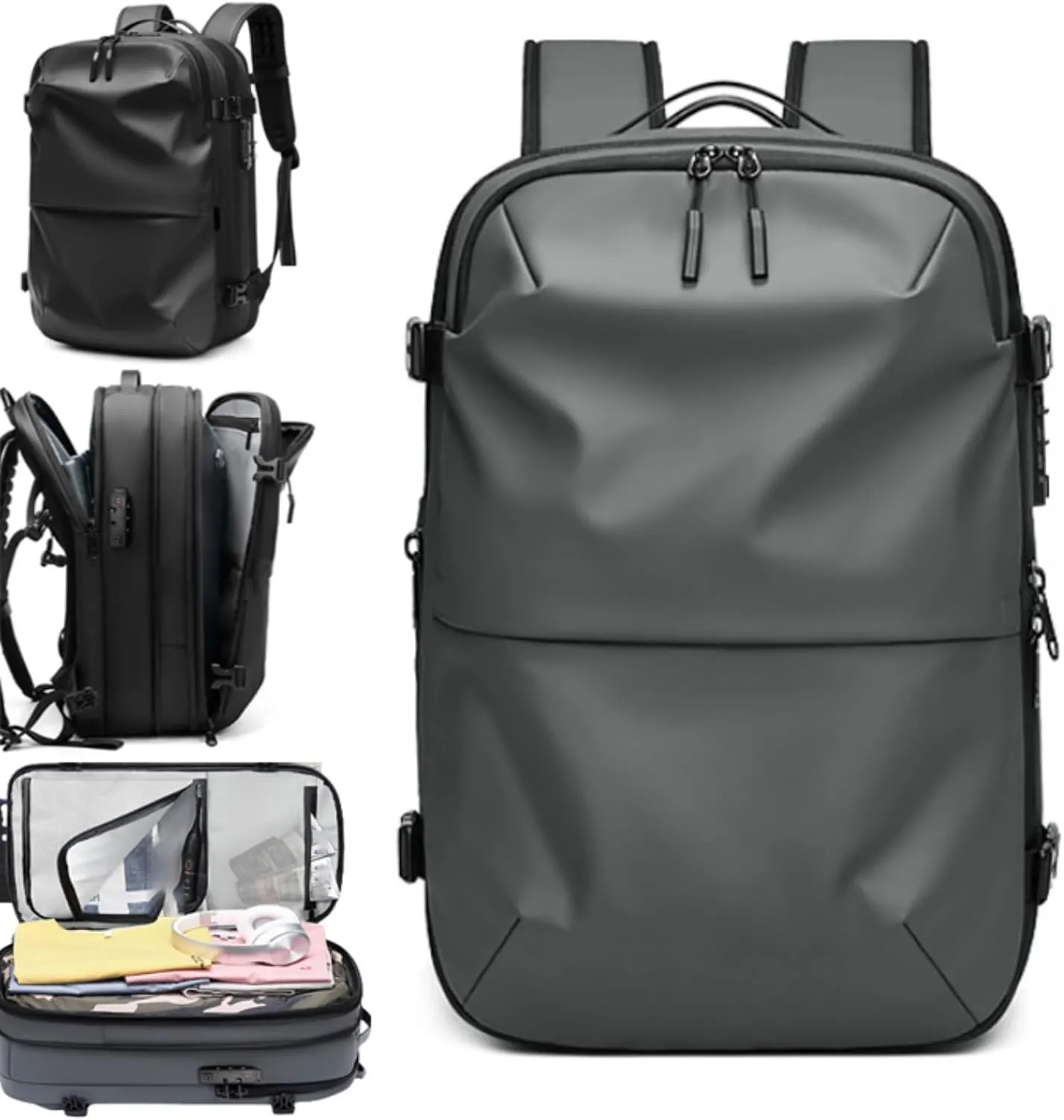 Veloutte Travel Backpack, Veloussette Prestige Space Bag, Velouette Prestige Space Bag, Multifunctional Waterproof (Dark Gray)