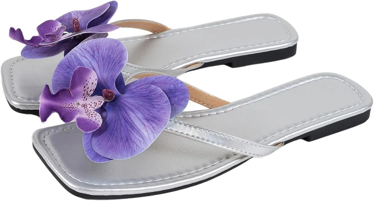 Verdusa Women's Flower Thong Sandals Flip Flops Summer Beach Slides