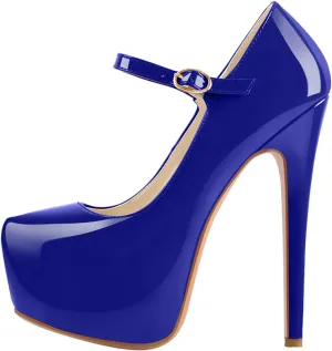 VERISSON Fashion Mary Jane High Heeled Platform Pumps Buckle Strappy Stiletto Court Shoes for Wedding Dress