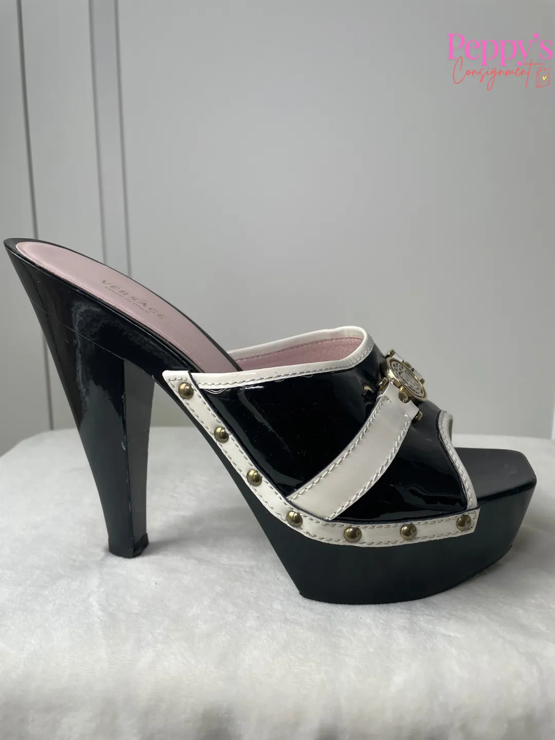 Versace Studded Platform Mule Slides Size 40.5