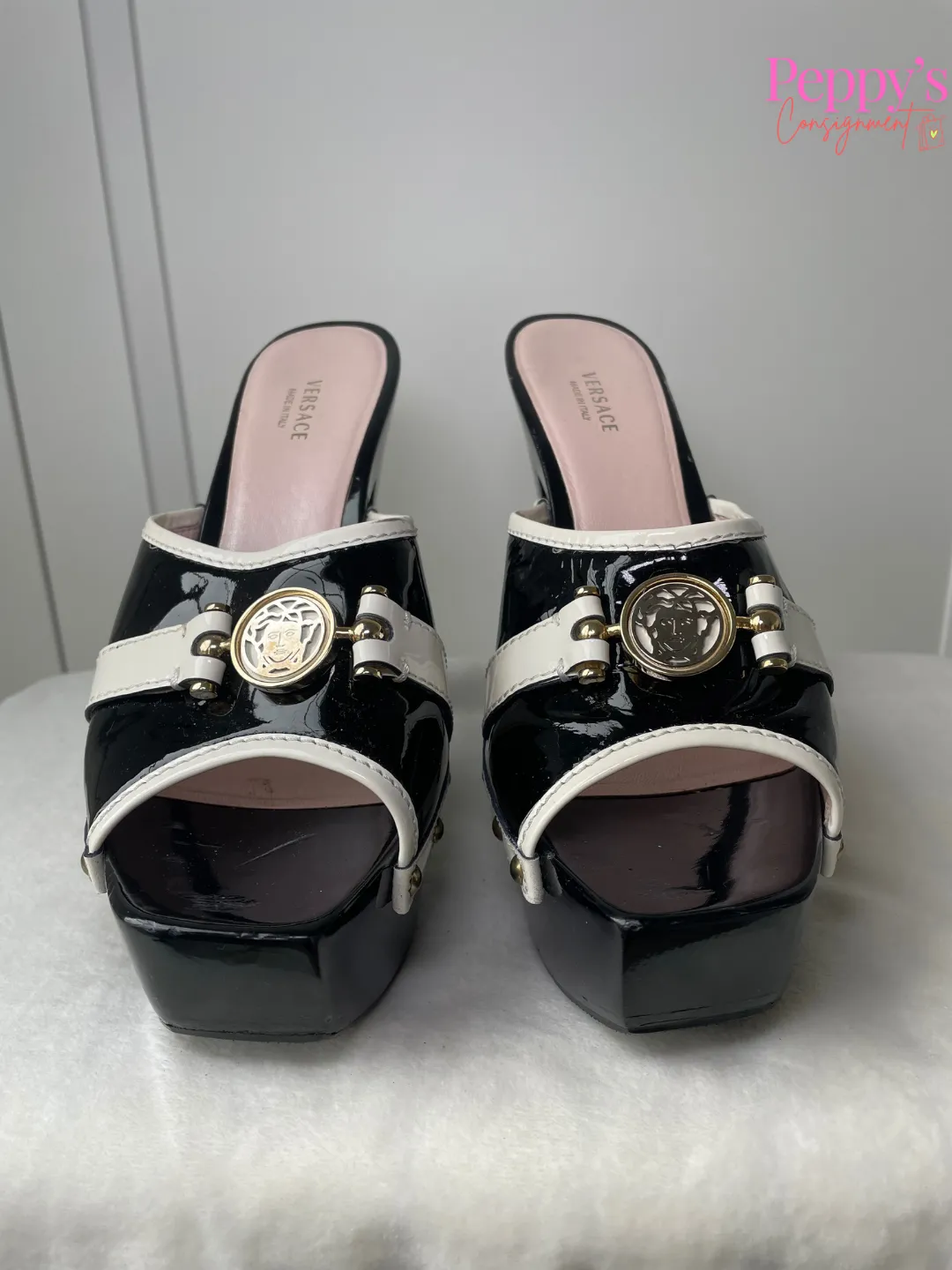 Versace Studded Platform Mule Slides Size 40.5
