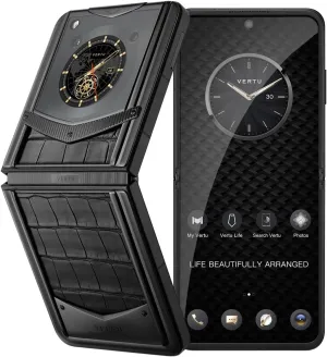 VERTU IRONFLIP Alligator Skin Flip Cell Phone, Unlocked Android 5G Smartphone, Foldable Design, One-Hand Control, 50MP Camera, 12G 512G, Dual SIM, 6.9" 120Hz OLED, 65W Fast Charge (Basalt Black)