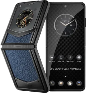 VERTU IRONFLIP Calf Skin Flip Cell Phone, Unlocked Android 5G Smartphone, Foldable Design, One-Hand Control, 50MP Camera, 12G 512G, Dual SIM, 6.9" 120Hz OLED, 65W Fast Charge (Gentleman Blue)