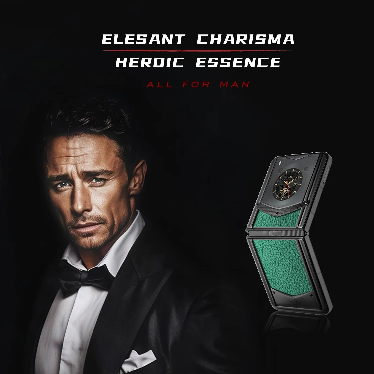 VERTU IRONFLIP Calf Skin Flip Cell Phone, Unlocked Android 5G Smartphone, Foldable Design, One-Hand Control, 50MP Camera, 12G 512G, Dual SIM, 6.9" 120Hz OLED, 65W Fast Charge (Verona Green)