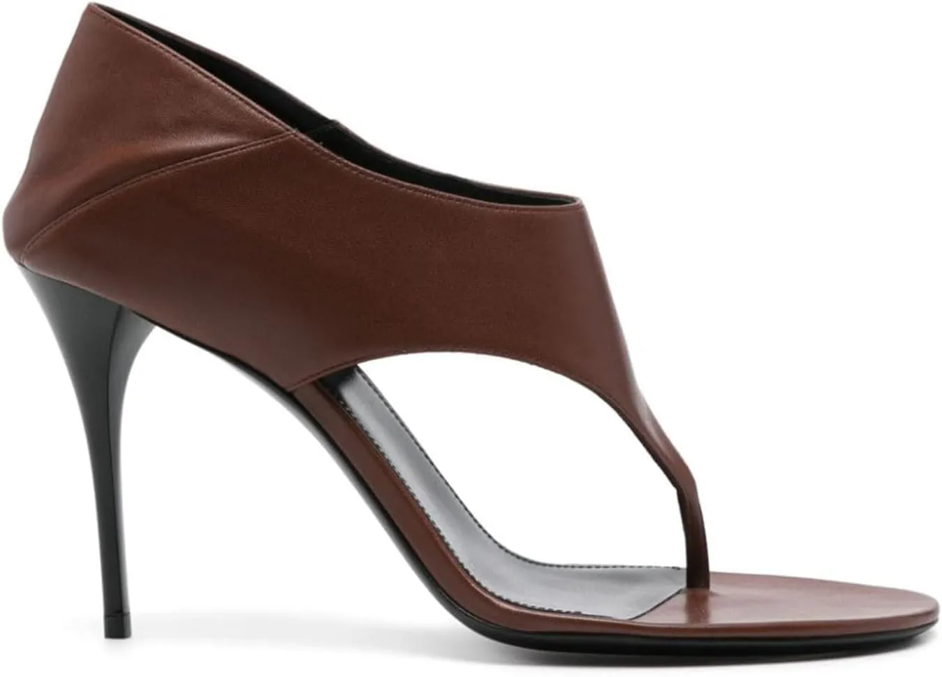 Vertundy Women's Leather High Heeled Sandals Open Round Toe T-bar Strap Stiletto Heels Slip On Fashion Comfortable Shoes