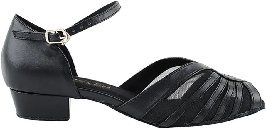 Very Fine Dance Shoes - Ladies Practice, Cuban Low Heel Ballroom Dance Shoes - 2719FT - 1-inch Heel and Foldable Brush Bundle