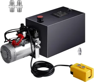 VEVOR 8 Quart Hydraulic Power Unit, Double Acting Dump Trailer Pump, 0.91 GPM Flow Rate, 3200 PSI Max Relief Pressure, DC 12V Hydraulic Pump for Dump Trailer Car Lifting
