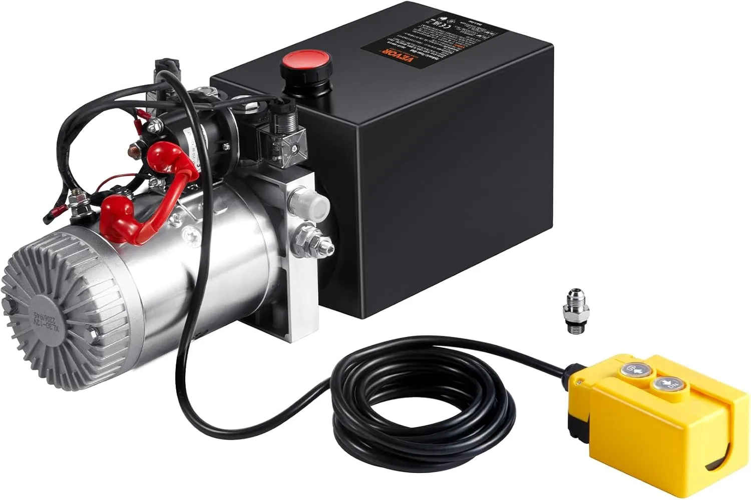 VEVOR 8 Quart Hydraulic Power Unit, Double Acting Dump Trailer Pump, 0.91 GPM Flow Rate, 3200 PSI Max Relief Pressure, DC 12V Hydraulic Pump for Dump Trailer Car Lifting