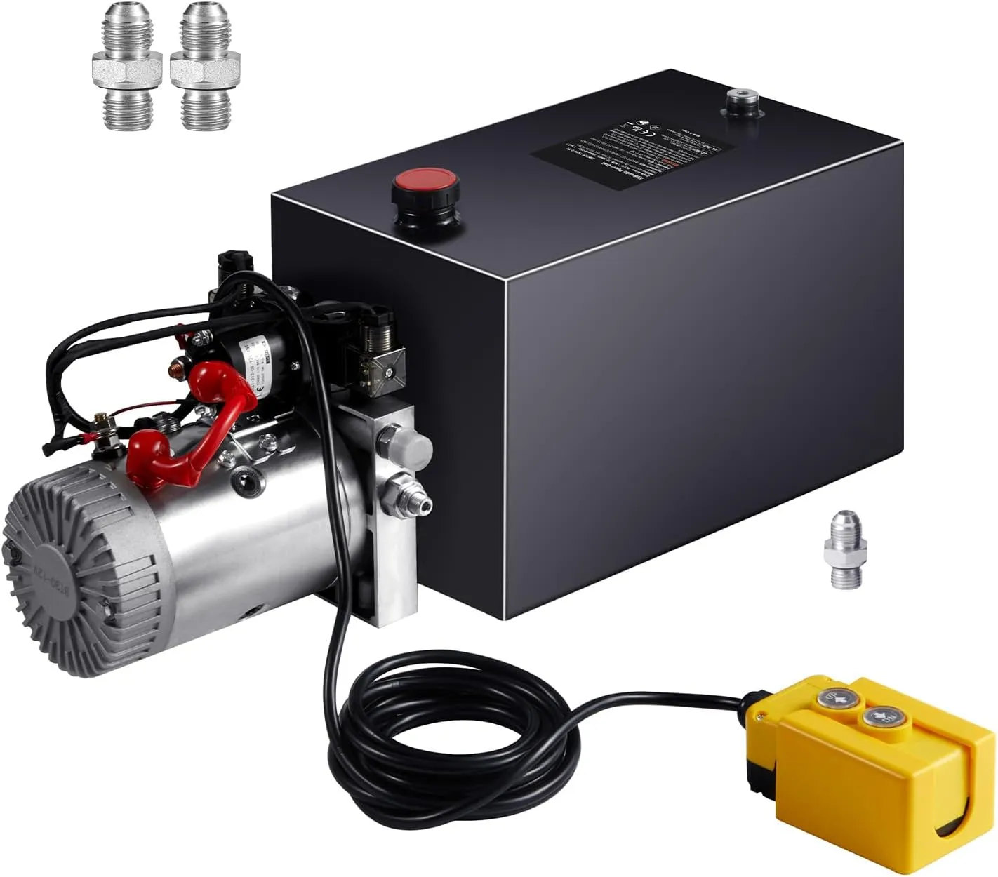 VEVOR 8 Quart Hydraulic Power Unit, Double Acting Dump Trailer Pump, 0.91 GPM Flow Rate, 3200 PSI Max Relief Pressure, DC 12V Hydraulic Pump for Dump Trailer Car Lifting