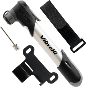 Vibrelli Mini Bike Pump - Presta & Schrader Bicycle Pump - 120 PSI Tire Pump for Road & MTB - No Valve Changing Needed