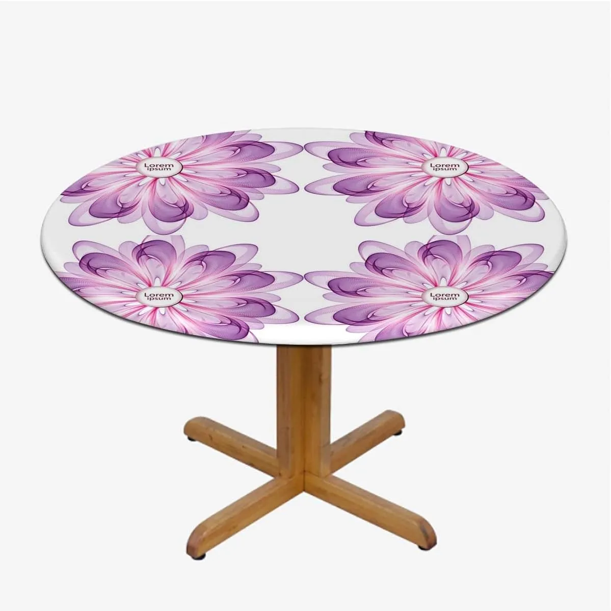Violet Elastic Edged Table Cover Flourish Vision Petals Dreamlike Print Covers for The Home Elastic Edged Flannel Backed Fitted Table Cover Floral Spirals Fit for 36""-39"" Table