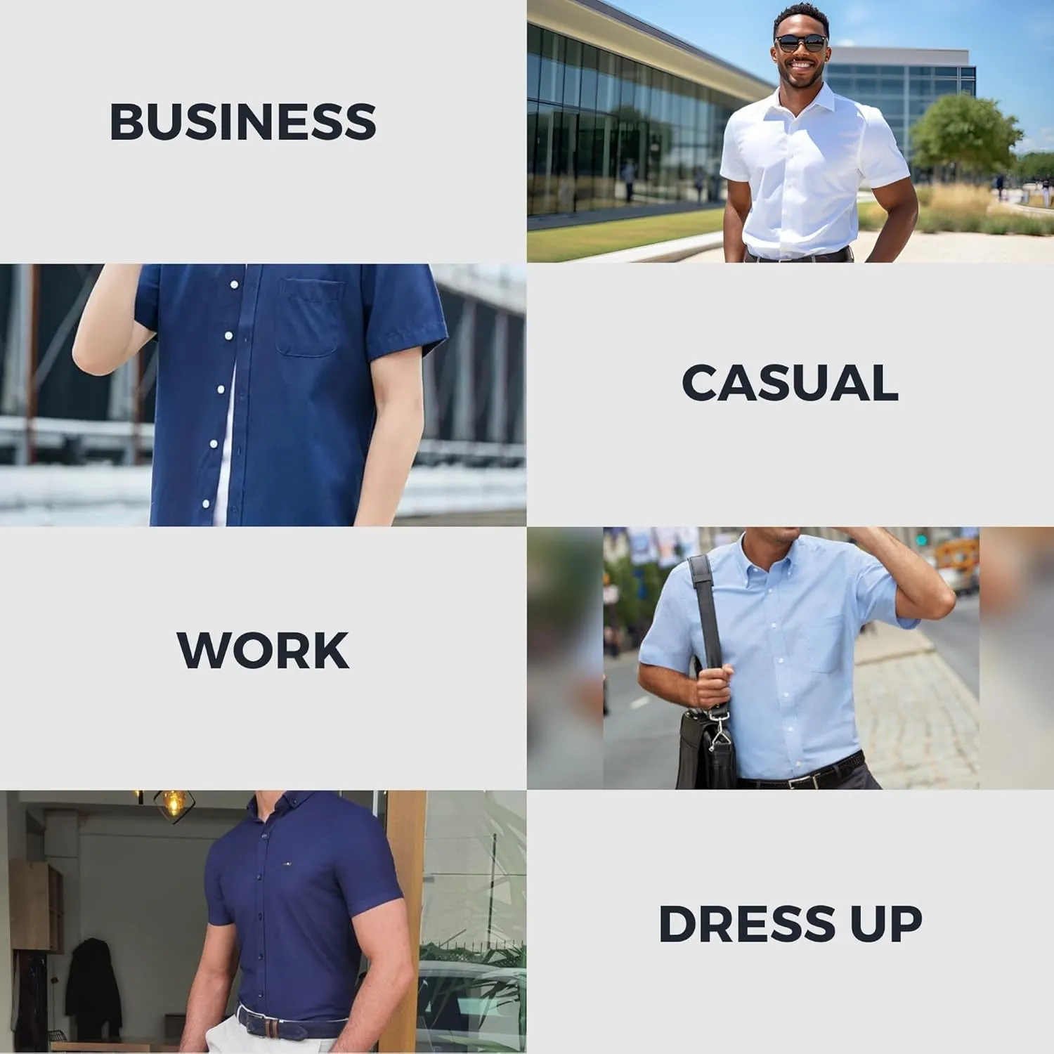 Visive Mens Shirts Multi Packs Short Sleeve Button Down Dress Shirts Solid Color Big and Tall