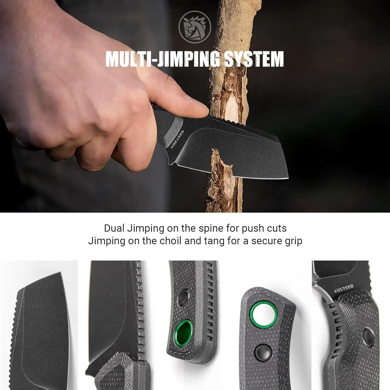 Vosteed Marmoset EDC Fixed Blade Knife - 2.20" 14C28N Blade with Sheath, Black Micarta Handle with S.O.A.R. Clip for Hunting Survival Knives - D0702