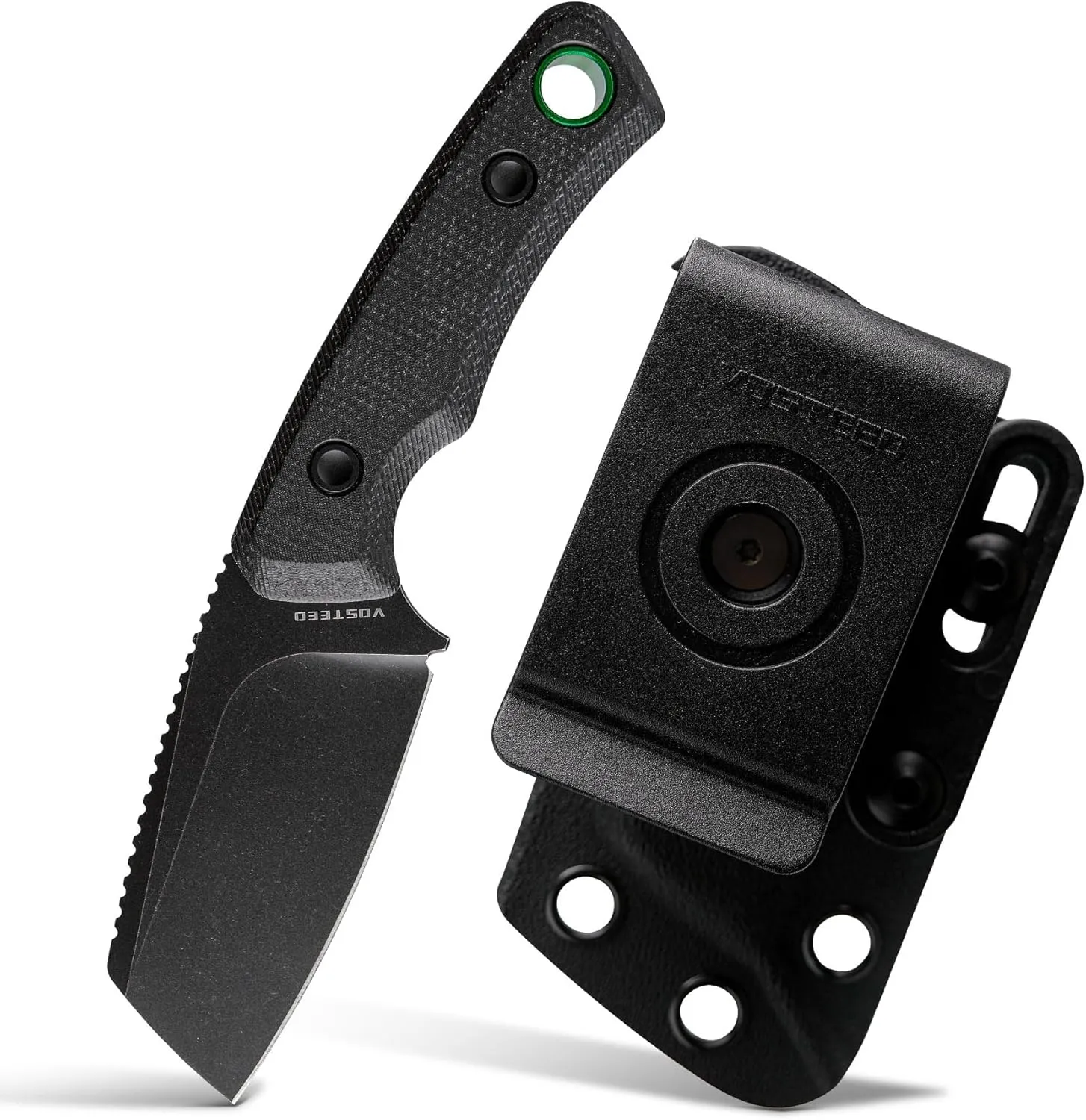 Vosteed Marmoset EDC Fixed Blade Knife - 2.20" 14C28N Blade with Sheath, Black Micarta Handle with S.O.A.R. Clip for Hunting Survival Knives - D0702