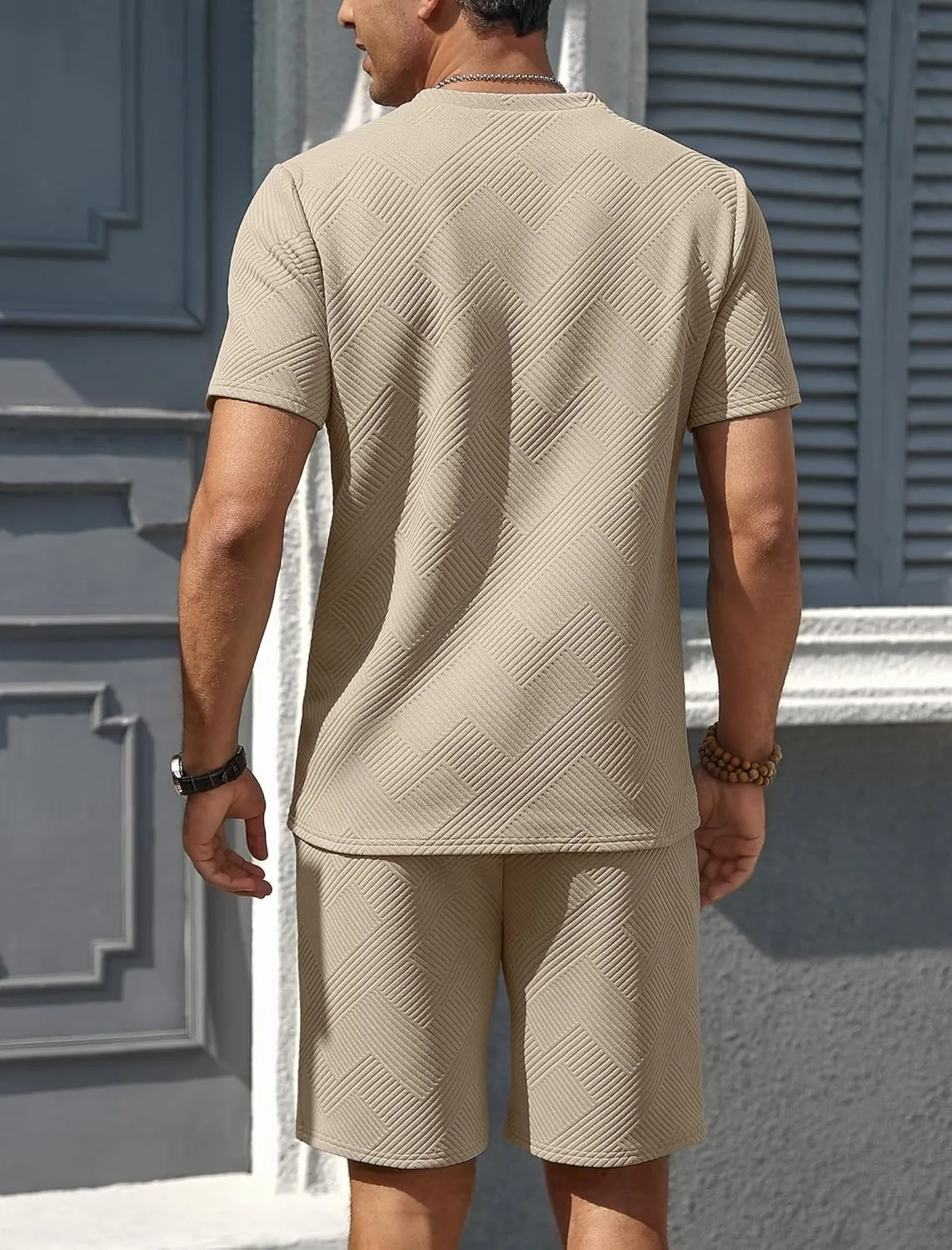 Vssjavun Men's Track Suits 2 Piece Outfits Casual Short Sleeve Shirt and Shorts Set Sweatsuit Summer Tracksuit