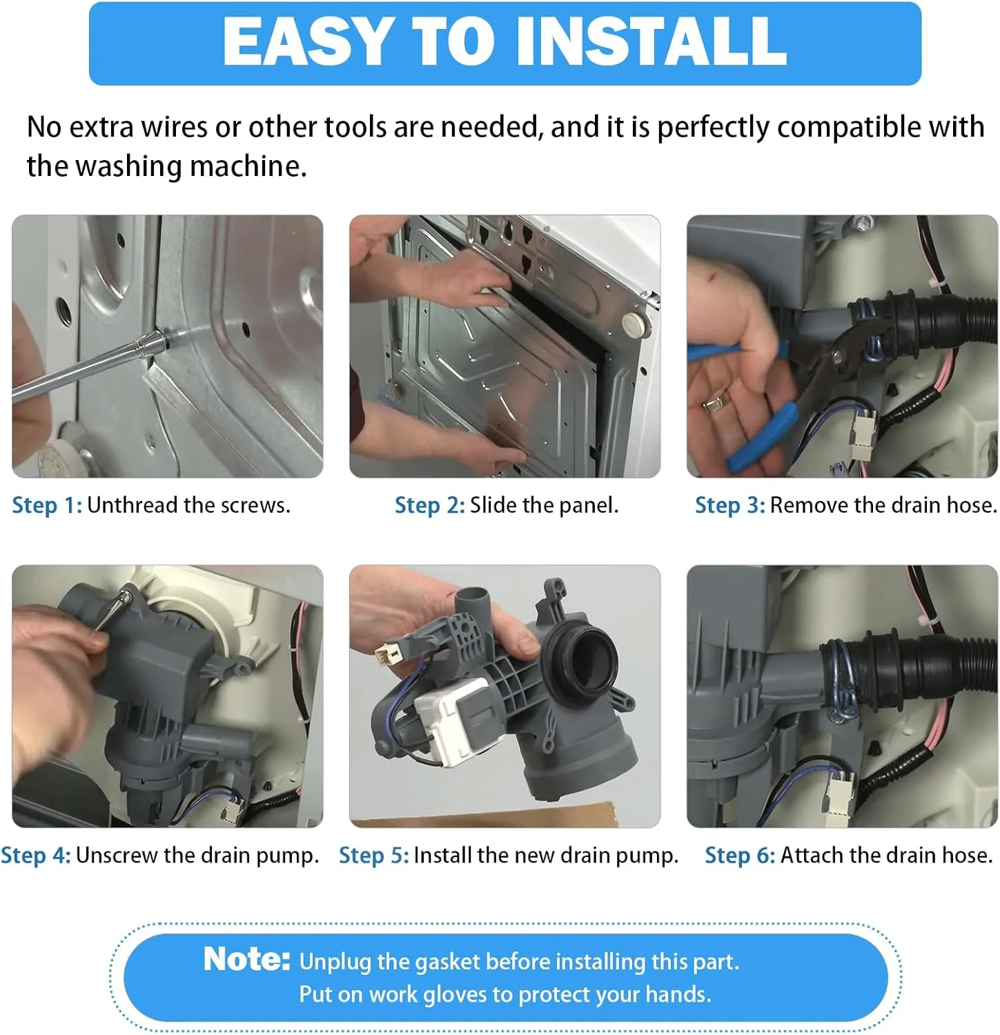 W10425238 W10605427 Washer Drain Pump Assembly Compatible with Whirlpool Duet Washing Machine Maytag Amana Crosley Replacement Parts W10799064 W10799065 W10903216 W10918044 AP6023357 WPW10605427