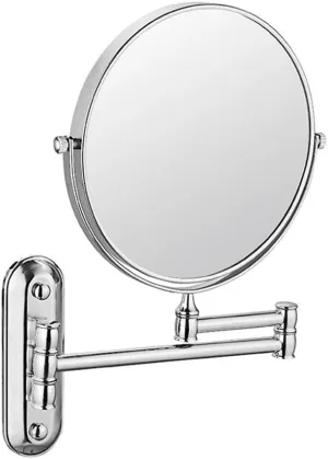 Wall Mounted Makeup Mirror, Premium 8'' Two-Sided Bathroom Vanity Mirror with Magnification, Extendable Arm, 360 Degree Swivel, Round, for Bathroom (Color : Silver, Size : 3X)