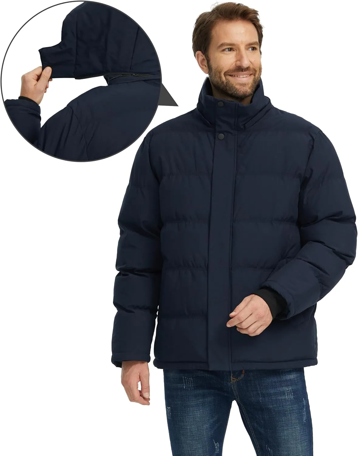 wantdo Men's Warm Winter Coat Waterproof Puffer Jacket Windproof Thicken Outwear