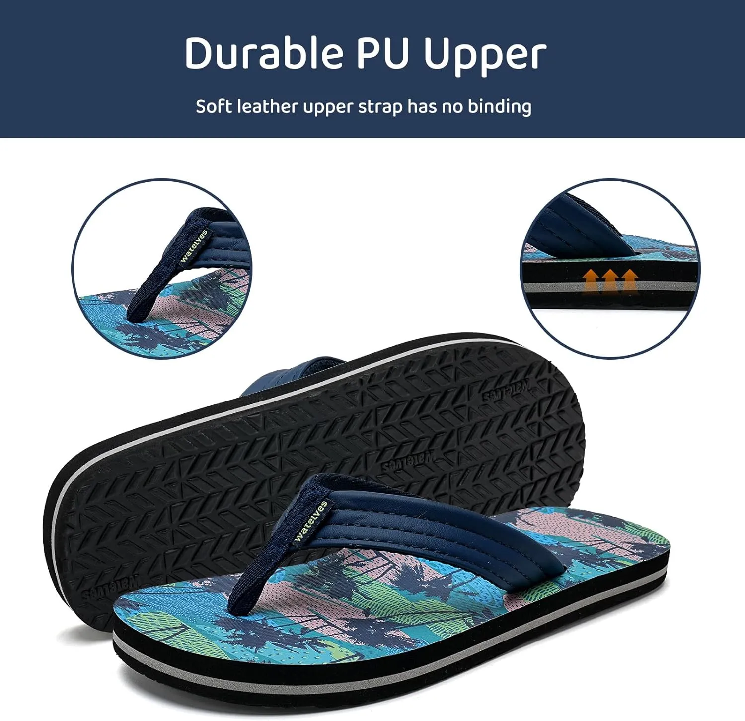 WateLves Kids Flip Flops Boys Girls Sandals Youth Big Kid Summer Slip on Thong Slide Sandals for Beach Pool Shower Little/Big Kid