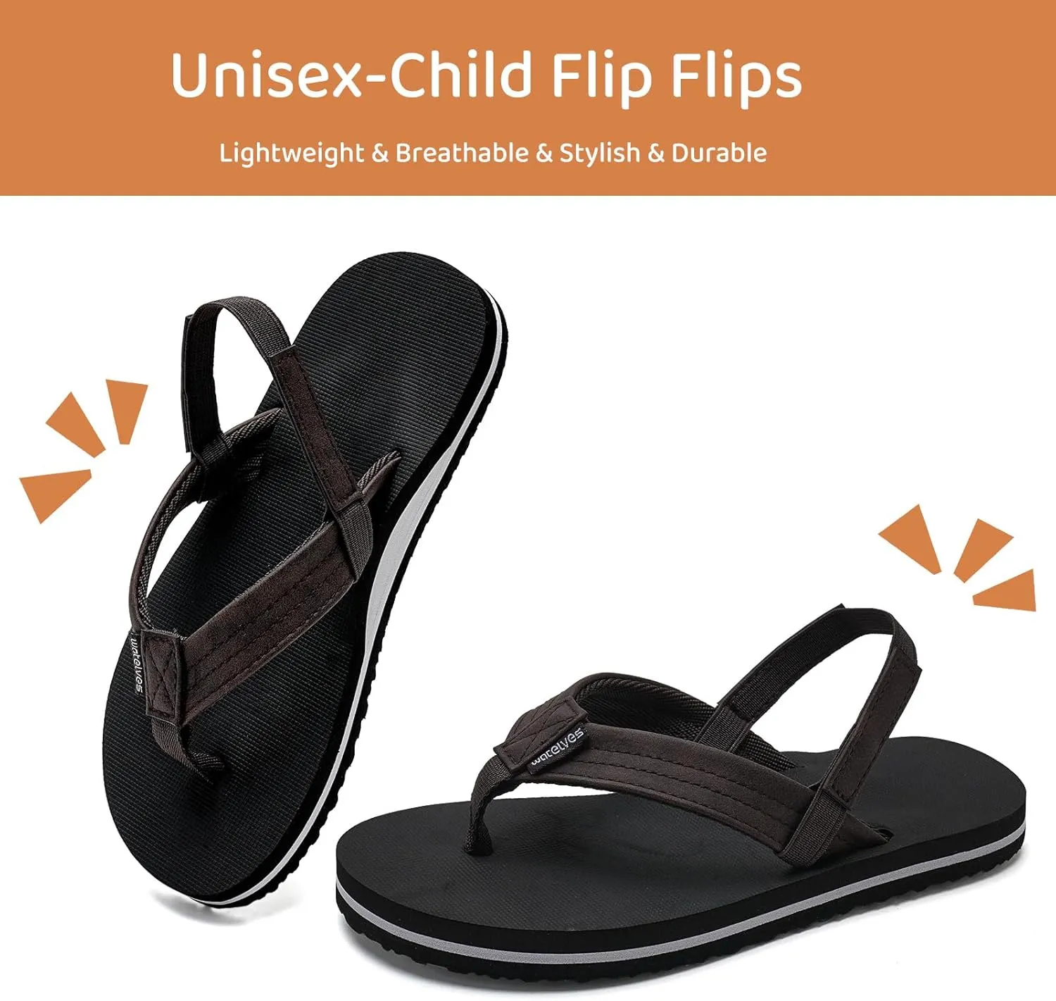 WateLves Toddler Flip Flops Girls Boys Sandals Shoes Kids Slip on Summer Sandals for Bath Shower Beach Pool (Toddler/Little Kid/Big Kid)