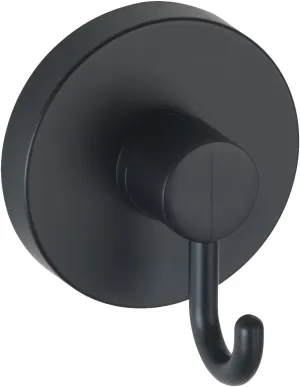 WENKO Vacuum-Loc Hooks Black, Set of 2 Towel Rails, Hooks for Towels and Accessories, Fixing Without Drilling with Vacuum, Plastic Black Painted, Loft Style, Each 6 x 6.7 x 5 cm