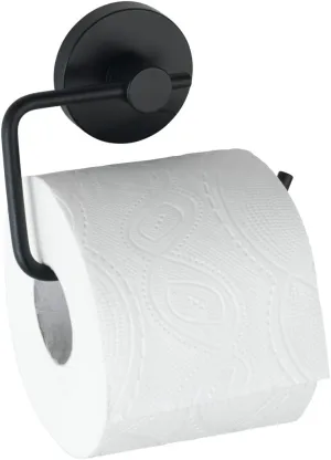 WENKO Vacuum-Loc Milazzo Black Toilet Roll Holder, No Drilling Required, Steel, 13.5 x 10.5 x 3.7 cm