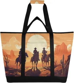 Western Cowboy Reusable Insulated Lunchbox Cooler Bag, Leakproof Kitchen Grocery Bag Collapsible Portable Cooler Tote Bag for Picnic, Camping, Office, Travel
