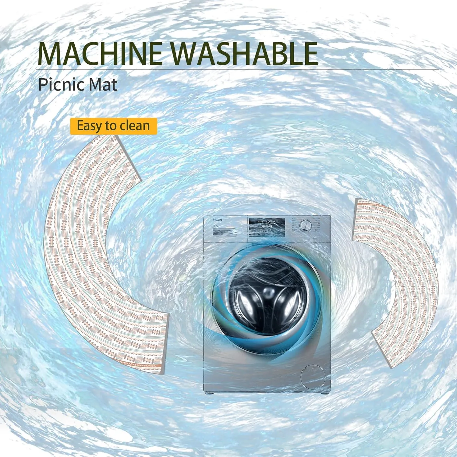 Whitsunday Picnic Blankets,Outdoor Beach Blanket, Picnic Mat Camping Blankets Waterproof Foldable for Spring Summer Camping, Beach, Park, Hiking (BigCross, 80 * 80)