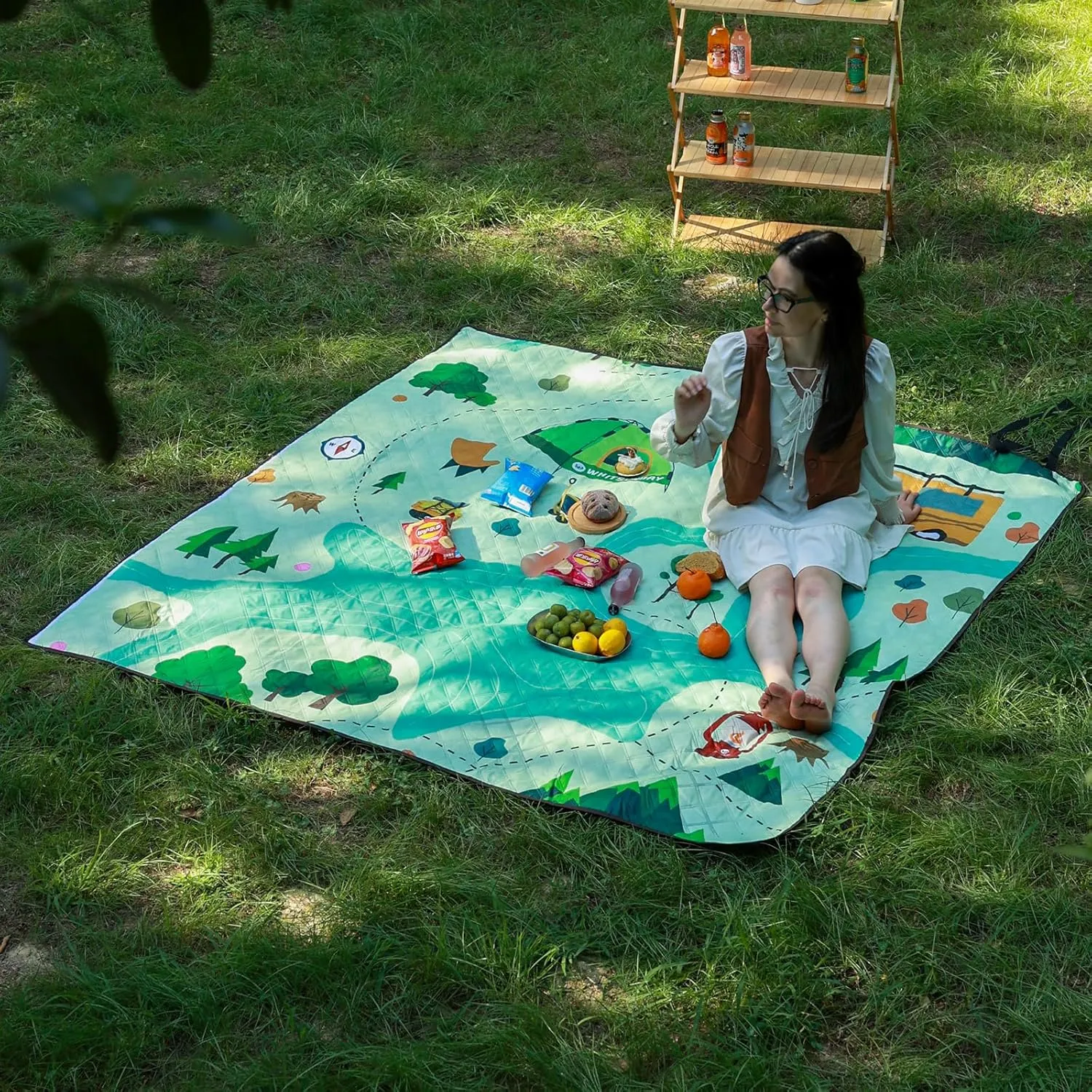 Whitsunday Picnic Blankets,Outdoor Beach Blanket, Picnic Mat Camping Blankets Waterproof Foldable for Spring Summer Camping, Beach, Park, Hiking (BigCross, 80 * 80)