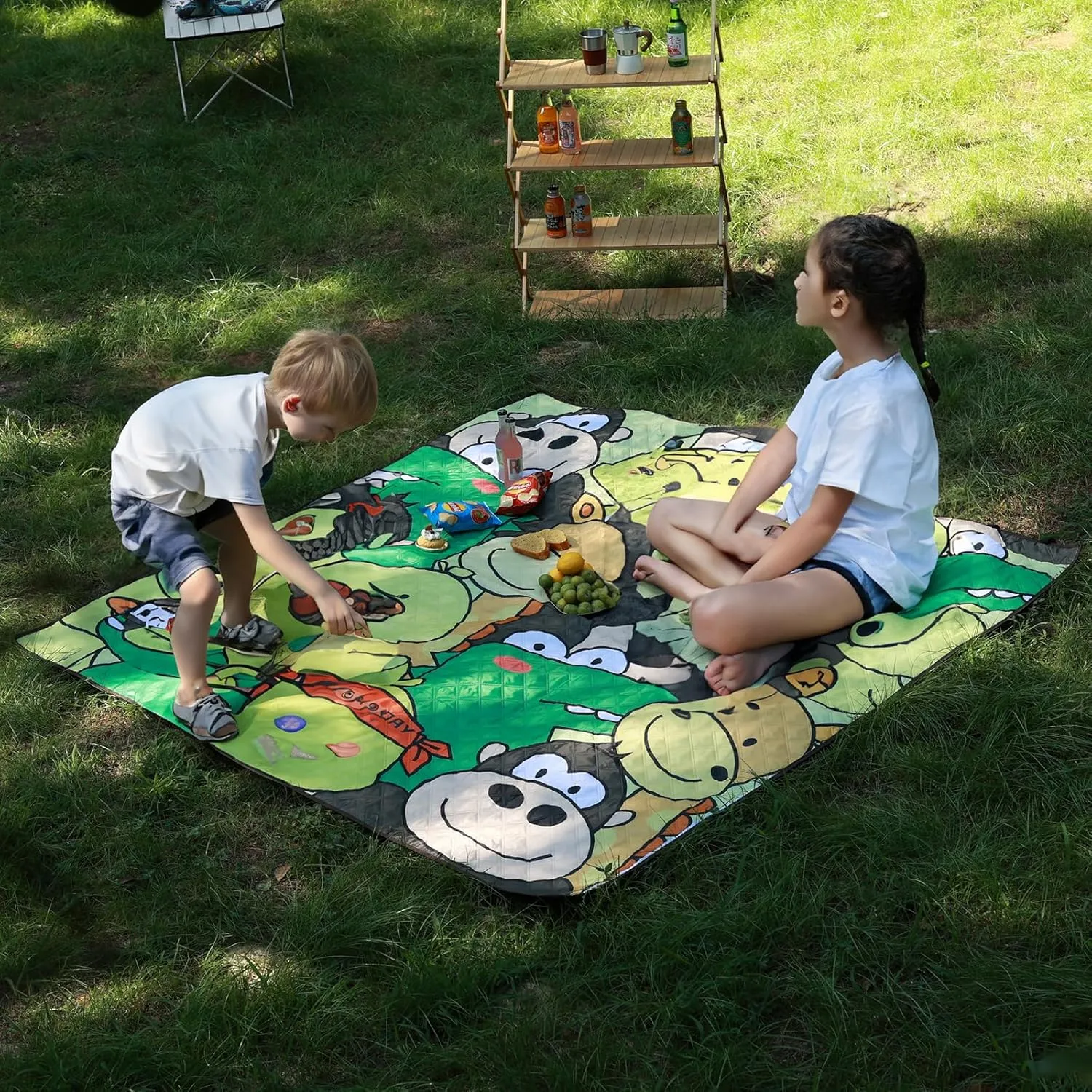 Whitsunday Picnic Blankets,Outdoor Beach Blanket, Picnic Mat Camping Blankets Waterproof Foldable for Spring Summer Camping, Beach, Park, Hiking (BigCross, 80 * 80)