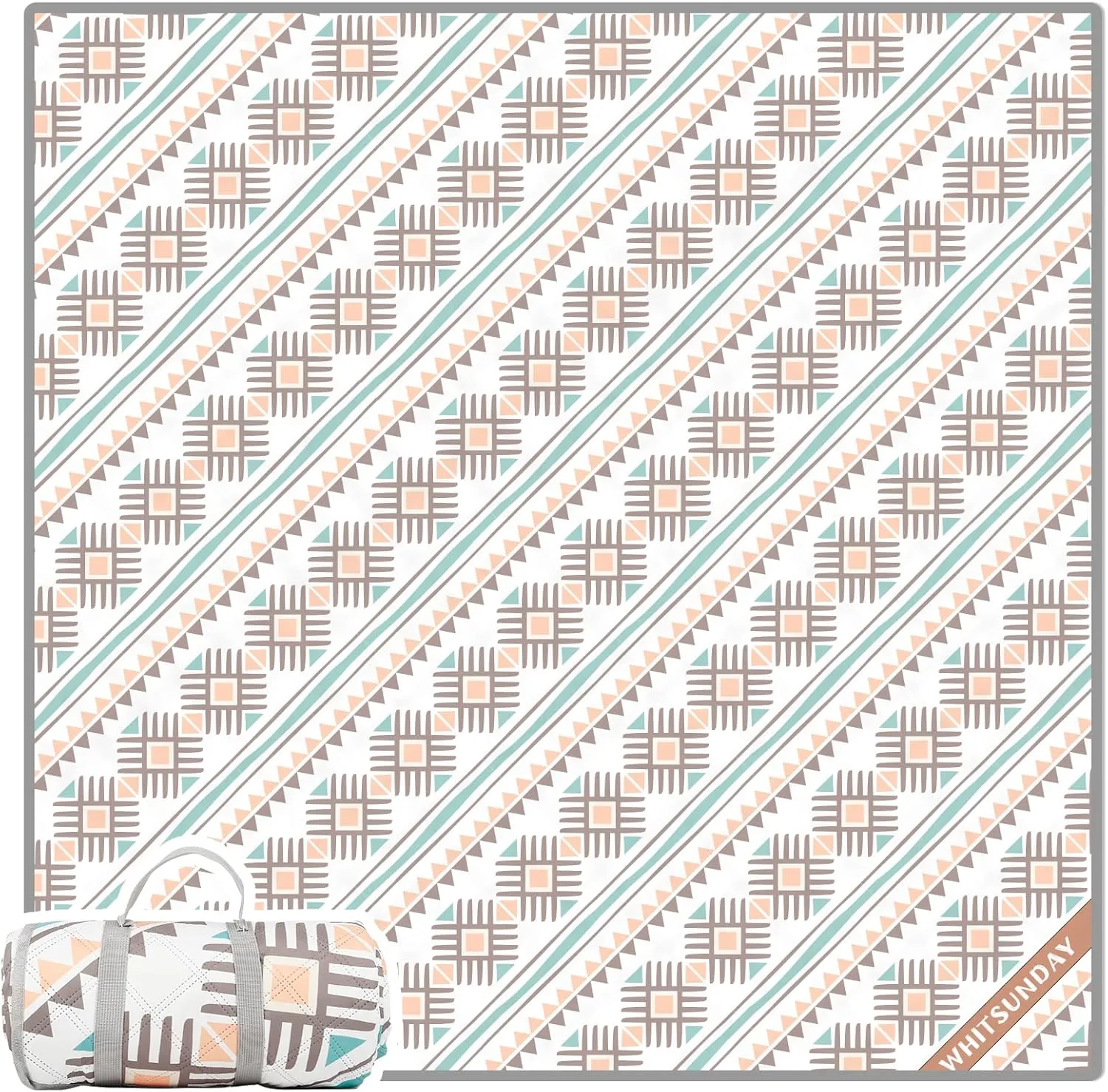Whitsunday Picnic Blankets,Outdoor Beach Blanket, Picnic Mat Camping Blankets Waterproof Foldable for Spring Summer Camping, Beach, Park, Hiking (BigCross, 80 * 80)