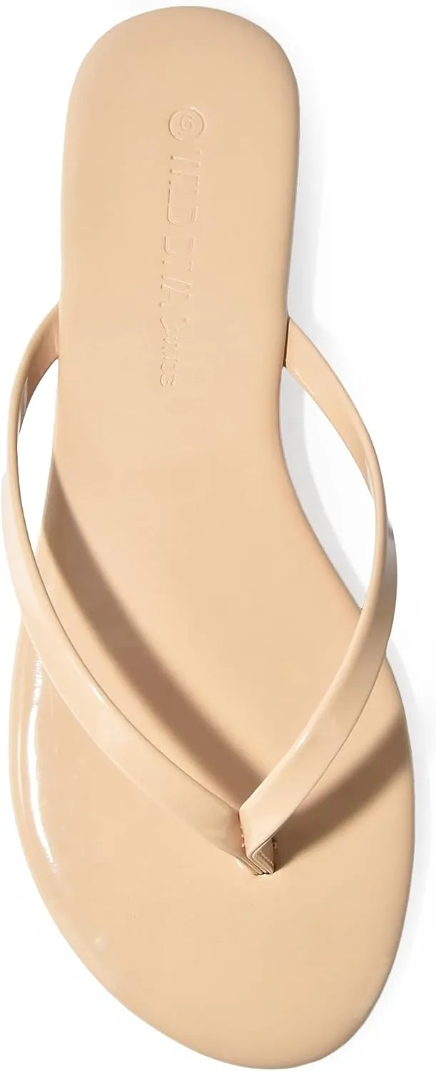 Wild Diva Classic Faux Patent Leather Almond Toe Flip Flop Thong Sandals