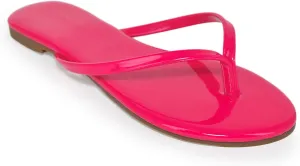 Wild Diva Classic Faux Patent Leather Almond Toe Flip Flop Thong Sandals