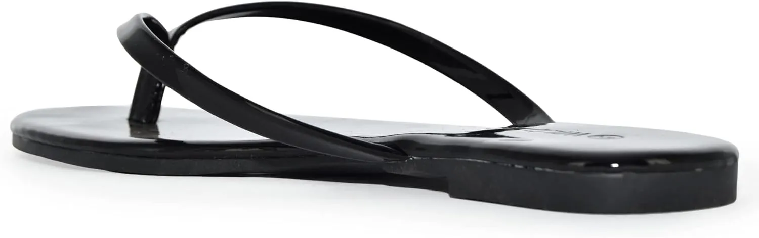 Wild Diva Classic Faux Patent Leather Almond Toe Flip Flop Thong Sandals