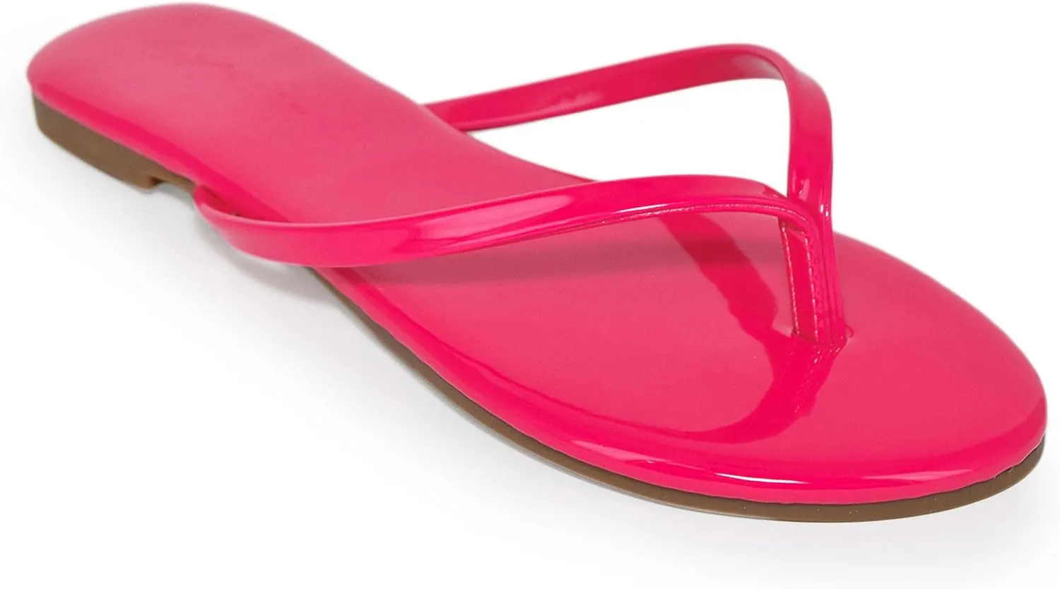 Wild Diva Classic Faux Patent Leather Almond Toe Flip Flop Thong Sandals