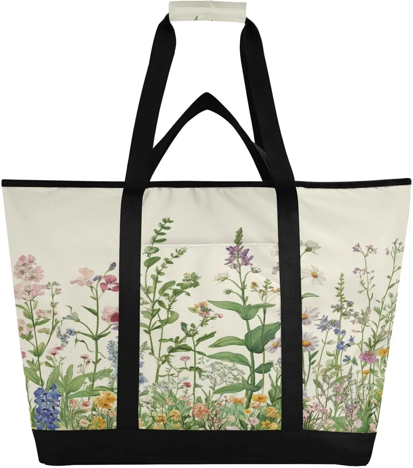 Wildflowers Reusable Insulated Lunchbox Cooler Bag, Leakproof Kitchen Grocery Bag Collapsible Portable Cooler Tote Bag for Picnic, Camping, Office, Travel