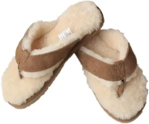 Winter Real Sheep Fur Genuine Sheep Leather One Fur Flip Flops Warm Slides with Fur Lined Women Men Unisex Suede Thong
