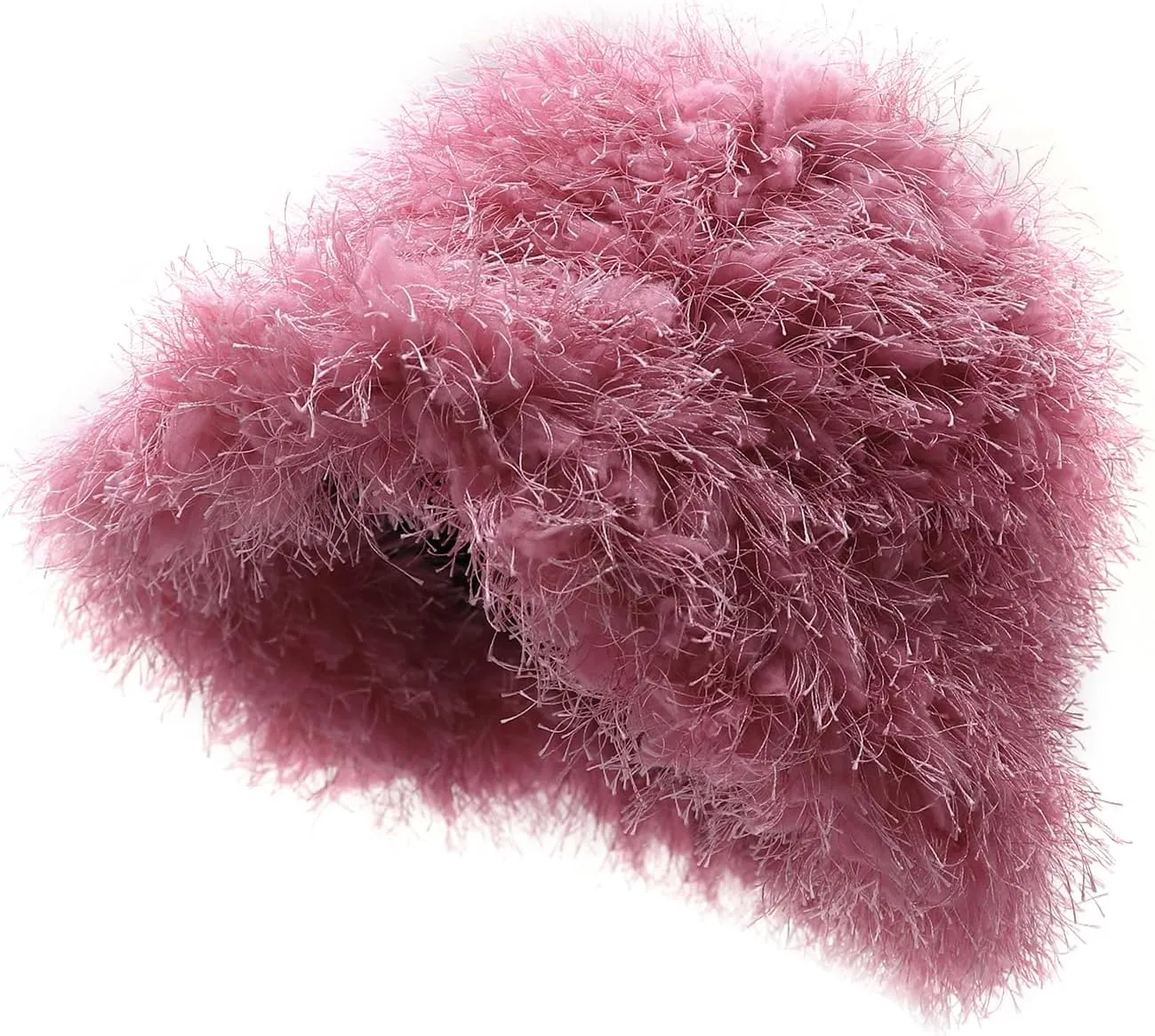Women Fuzzy Bucket Hat Winter Warm Furry Faux Fur Hat Wide Brim Cute Fluffy Plush Outdoor Fisherman Caps