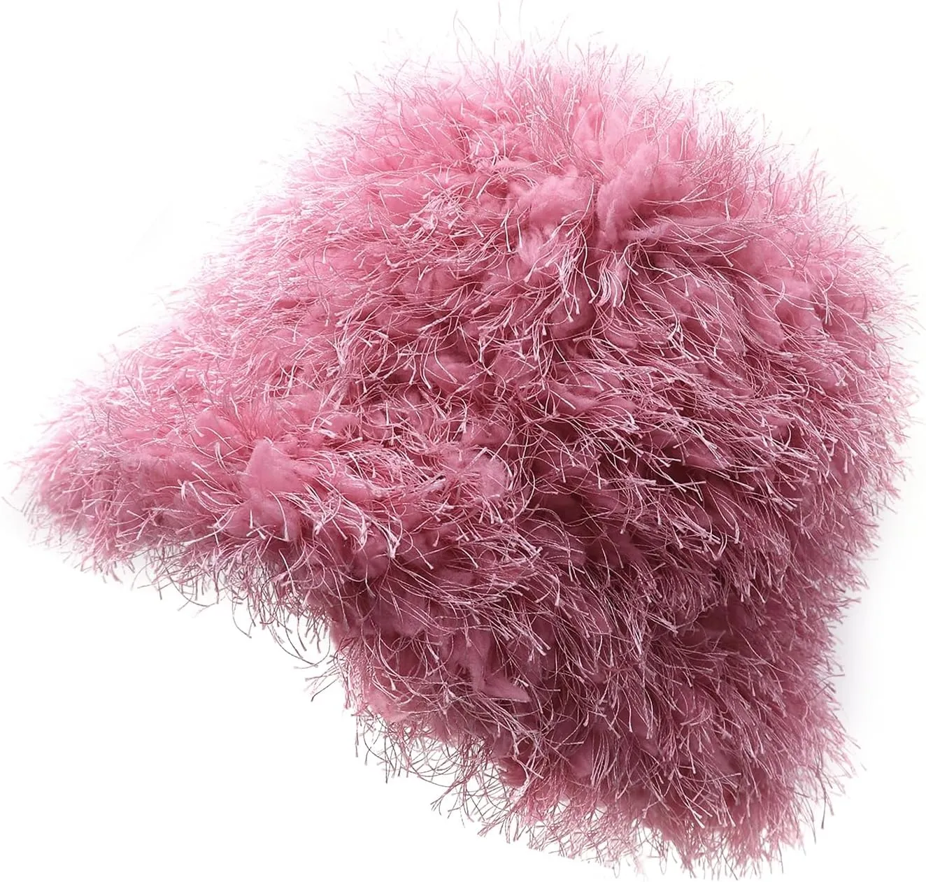 Women Fuzzy Bucket Hat Winter Warm Furry Faux Fur Hat Wide Brim Cute Fluffy Plush Outdoor Fisherman Caps