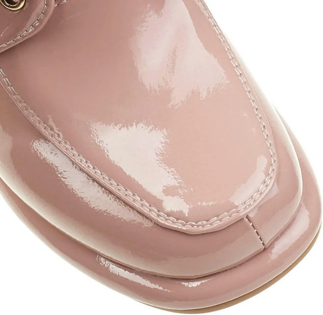 Women Patent PU Leather Pumps Platform Chunky High Heel Square Toe Comfy Lace Up Oxford Dress Shoes