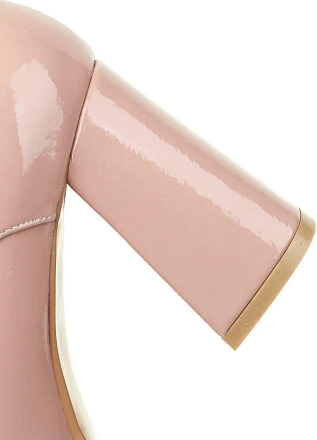 Women Patent PU Leather Pumps Platform Chunky High Heel Square Toe Comfy Lace Up Oxford Dress Shoes