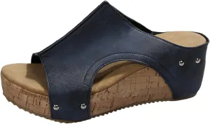 Women Wedge Sandals: Soft Leather Sandal,Comfortable Walking,Platform Slip On Slide Summer Sandals,Summer Beach Casual High Heels