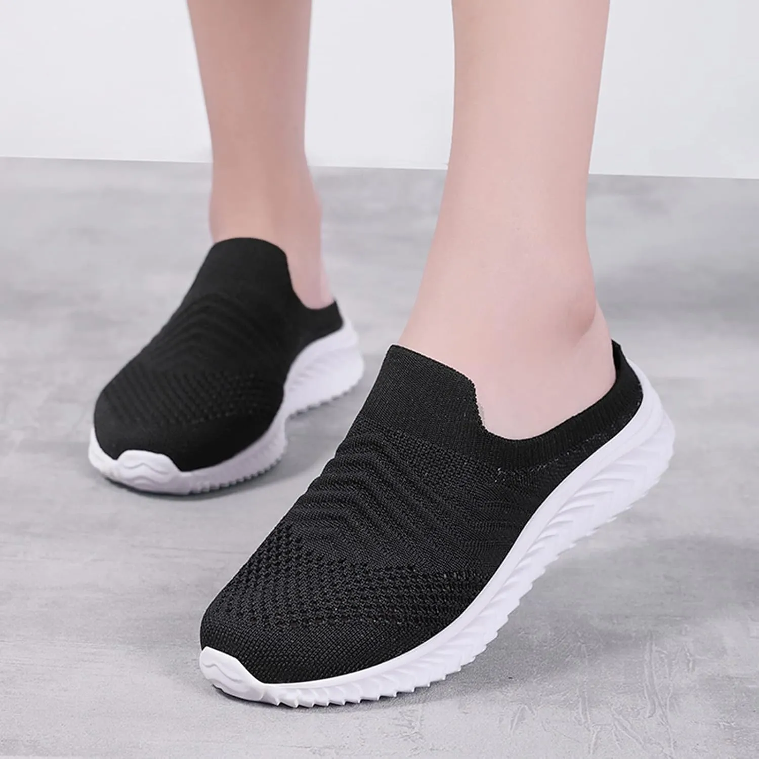 Women's Backless Slip on Mesh Sneakers Shoes Mens Casual Shoes Dressy Black Casual Shoes Waterproof Sneakers White Tennis Shoe Cross Trainer Shoe