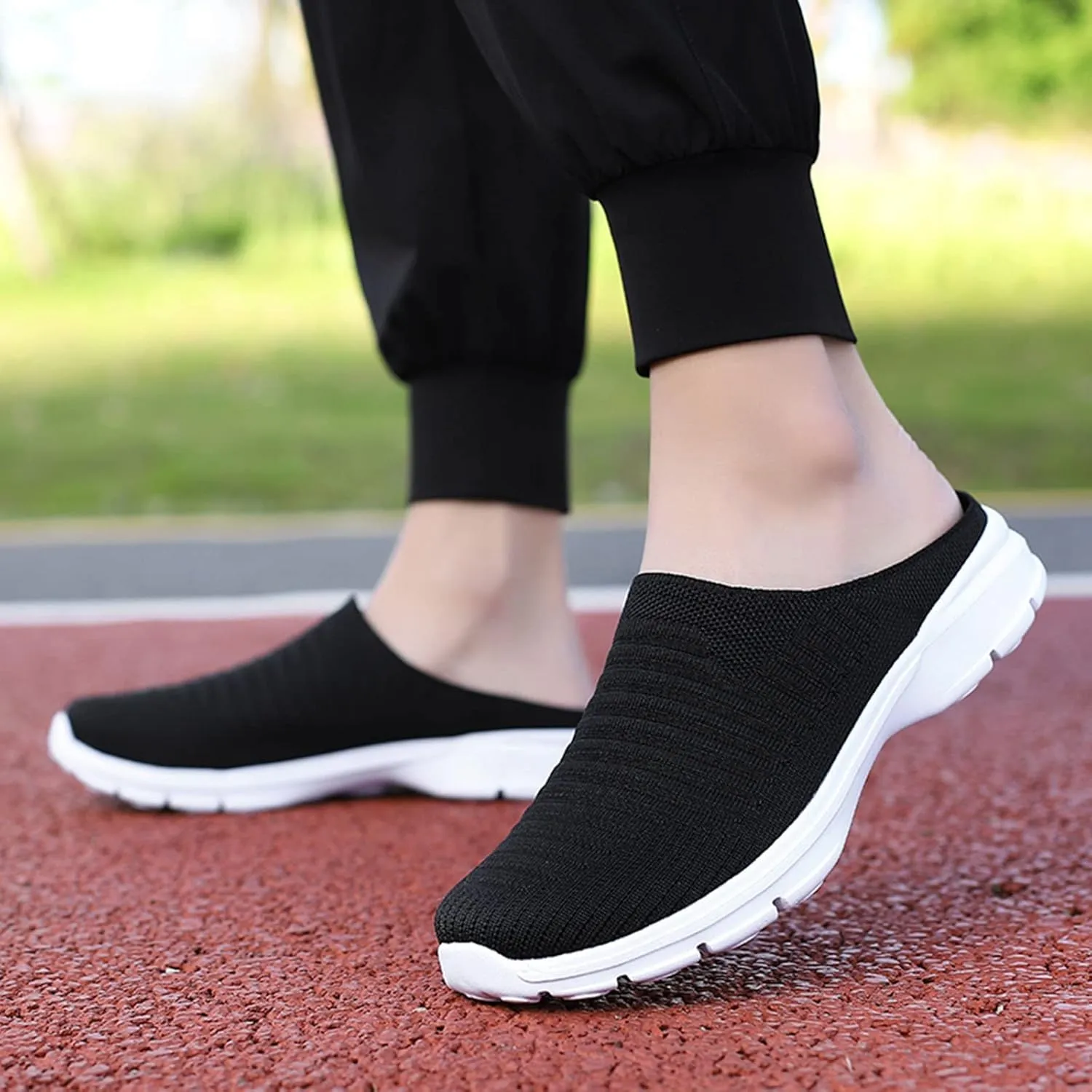 Women's Backless Walking Sneakers Summer Slip-on Mens Dress Shoes Wide Casual Black Shoes Casual Sneakers Steel Toe Tennis Shoe Cross Trainer Shoe
