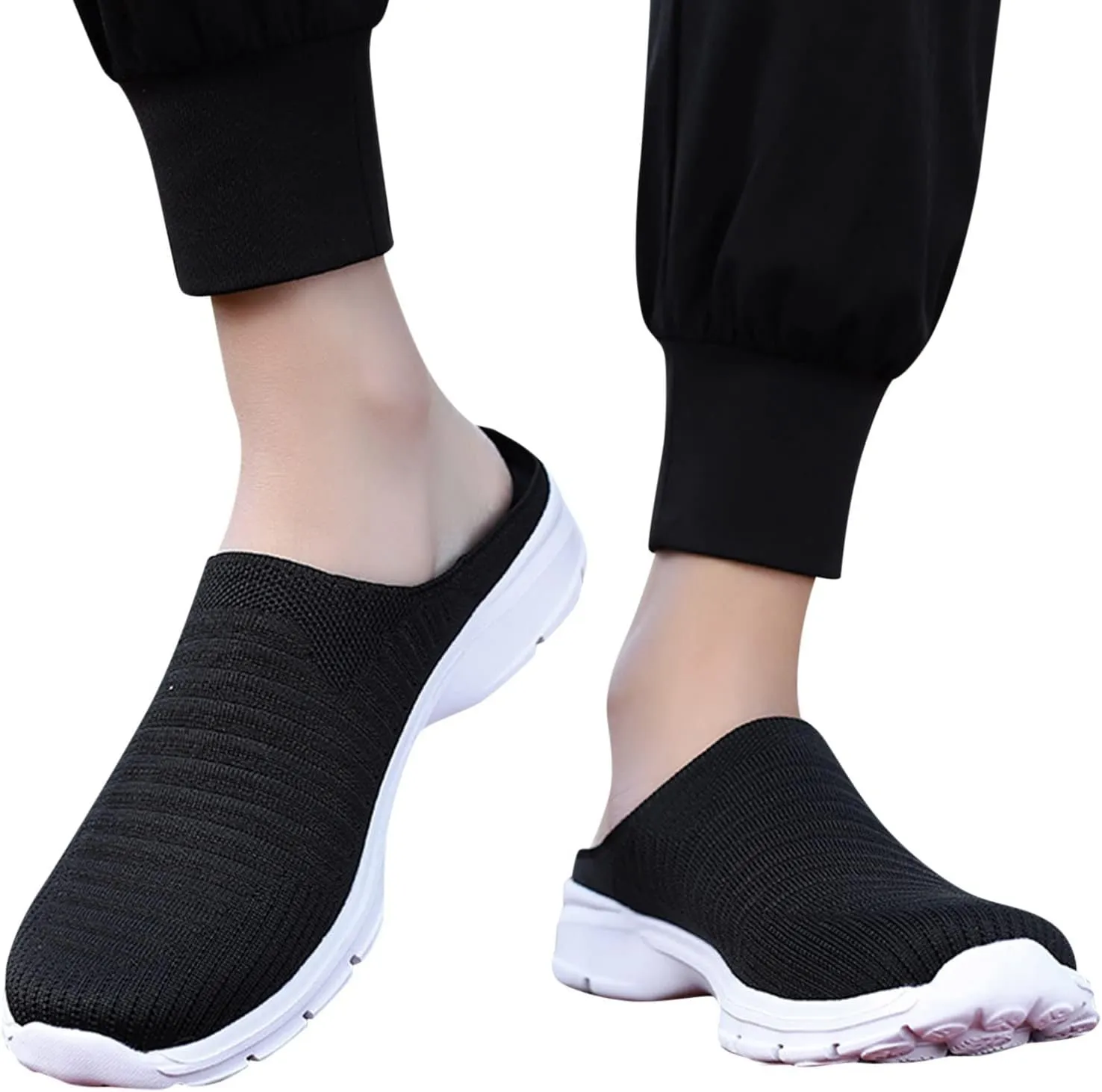 Women's Backless Walking Sneakers Summer Slip-on Mens Dress Shoes Wide Casual Black Shoes Casual Sneakers Steel Toe Tennis Shoe Cross Trainer Shoe