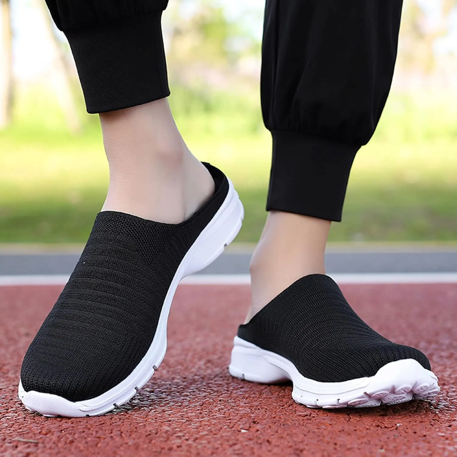 Women's Backless Walking Sneakers Summer Slip-on Mens Dress Shoes Wide Casual Black Shoes Casual Sneakers Steel Toe Tennis Shoe Cross Trainer Shoe