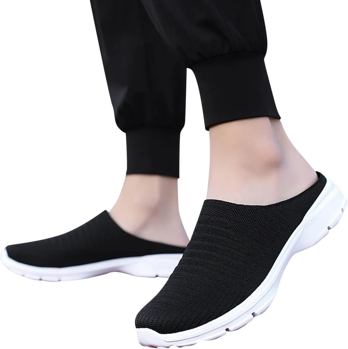 Women's Backless Walking Sneakers Summer Slip-on Mens Dress Shoes Wide Casual Black Shoes Casual Sneakers Steel Toe Tennis Shoe Cross Trainer Shoe