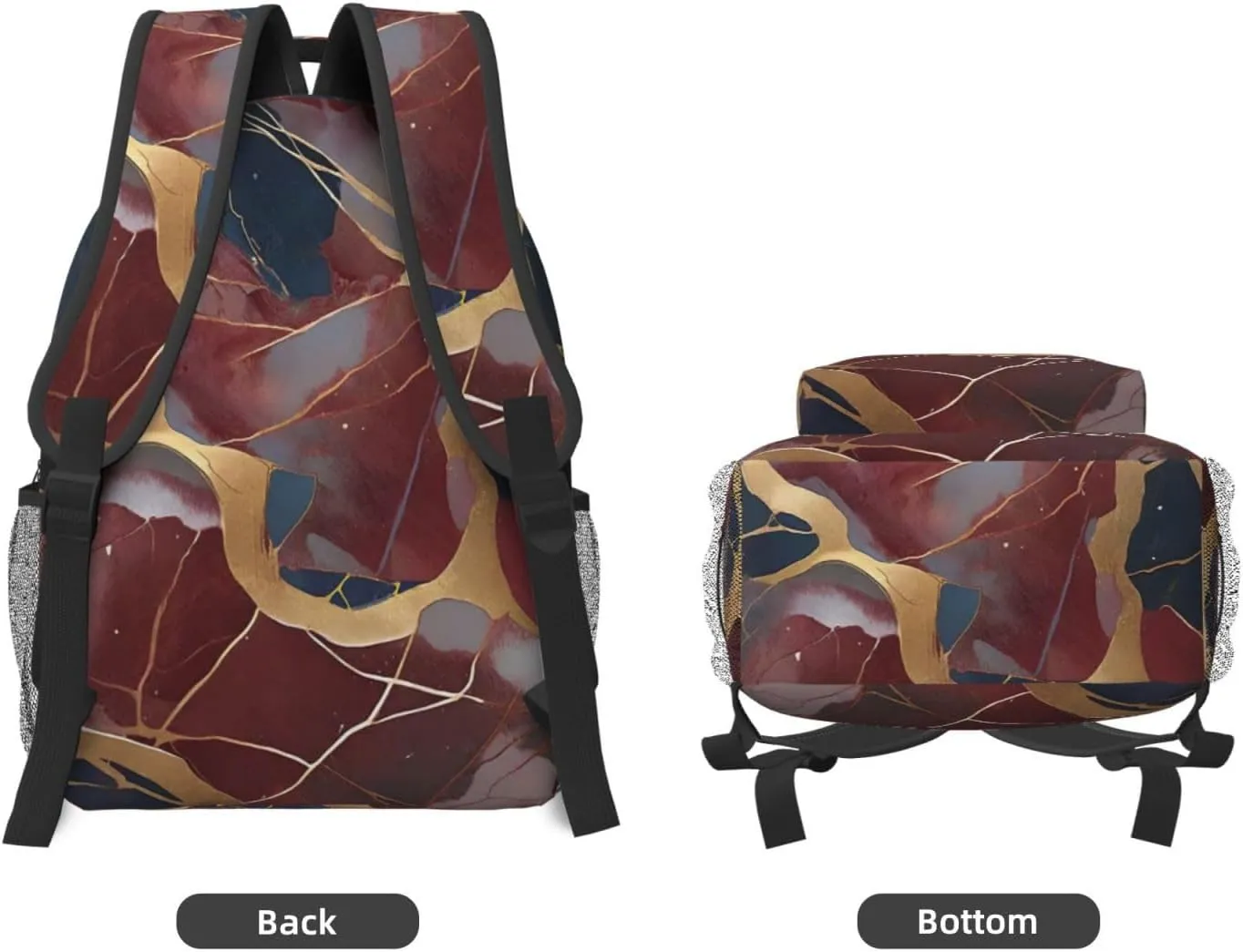 Women's Backpack Cute and Practical, Laptop Backpack Compatible with Burgundy And Navy Blue Marble for Shopping and Commute