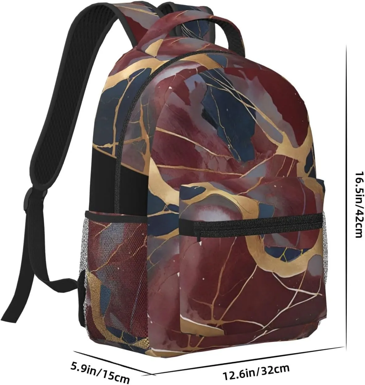 Women's Backpack Cute and Practical, Laptop Backpack Compatible with Burgundy And Navy Blue Marble for Shopping and Commute